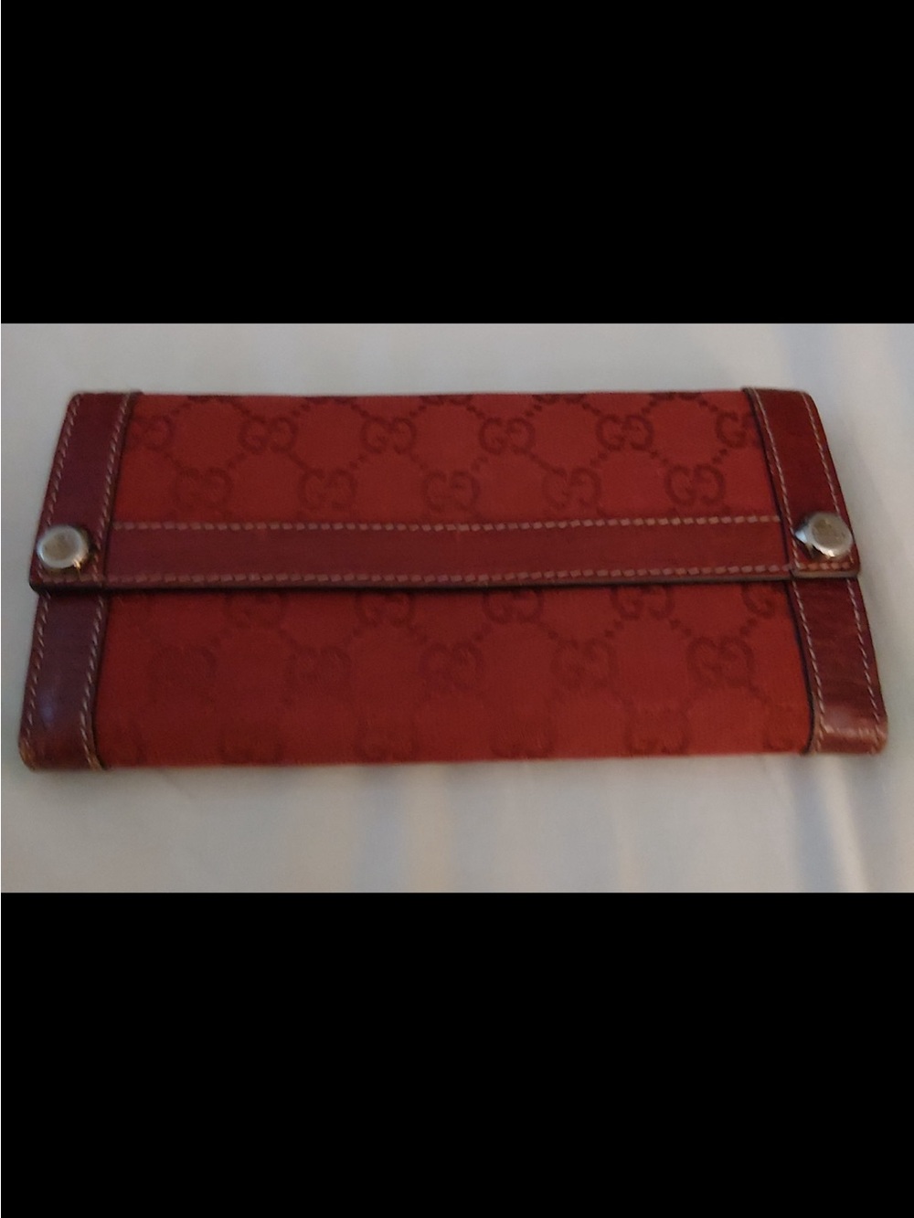 Gucci Red GG Monogram Snap-Closure Continental Wallet